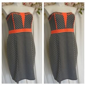 City Chic Strapless Dress with Black and Orange Accents